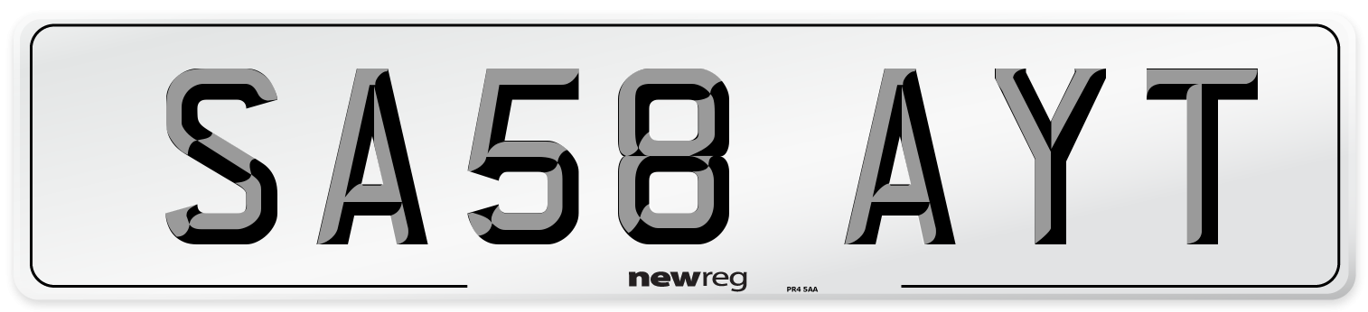 SA58 AYT Number Plate from New Reg